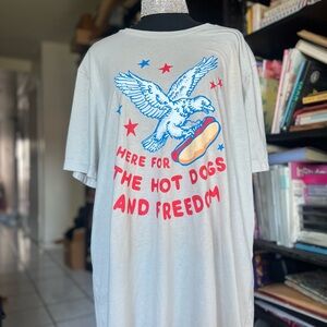 UNISEX Graphic Tee with Eagle and Hot Dog Design